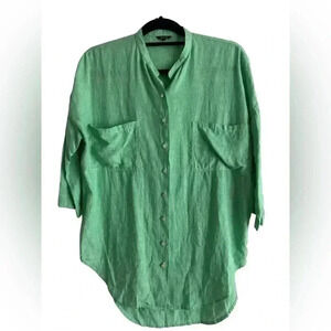 Vivid Green Linen Relaxed fit blouse
